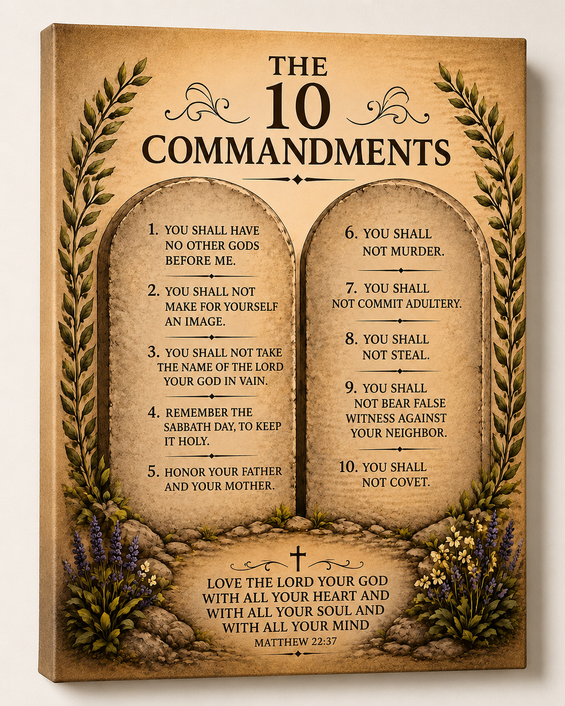 The Ten Commandments Stone Tablets Canvas Wall Art