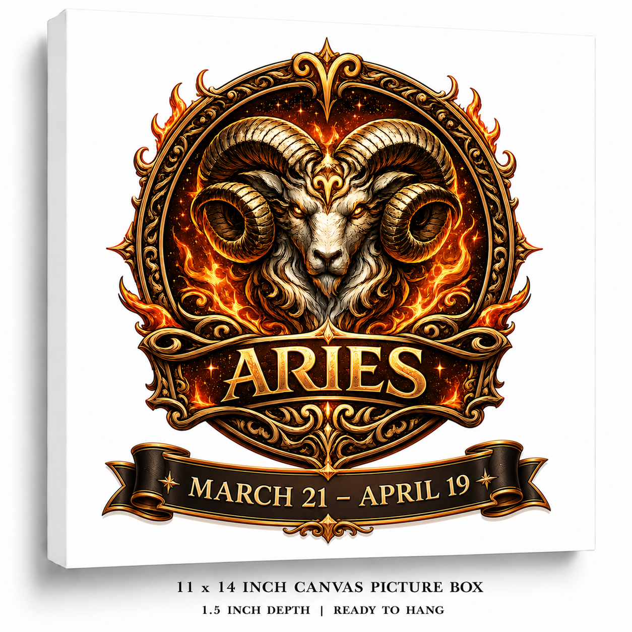 Celestial Aries Zodiac Canvas Wall Art – Elegant Astrology Decor