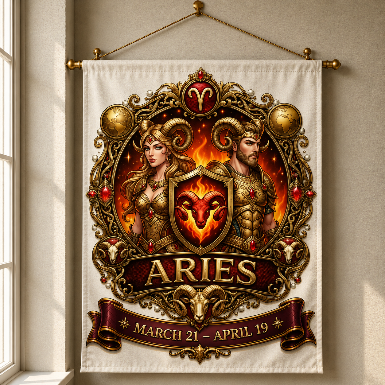 Aries Celestial Guardian Banner (Mar 21 – Apr 19) 12x18 inch's