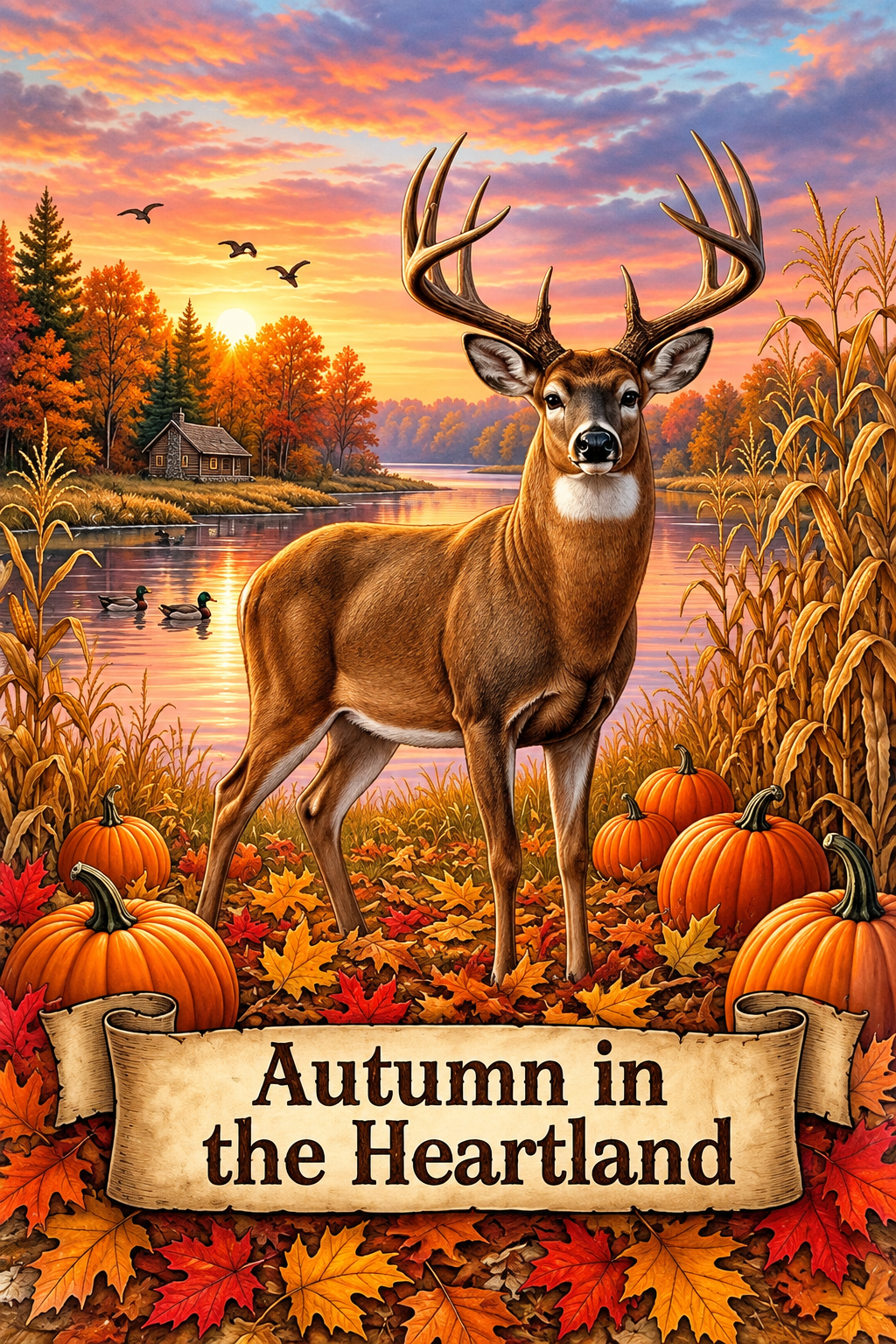 Harvest Whitetail Deer Garden Flag & Wall Decor