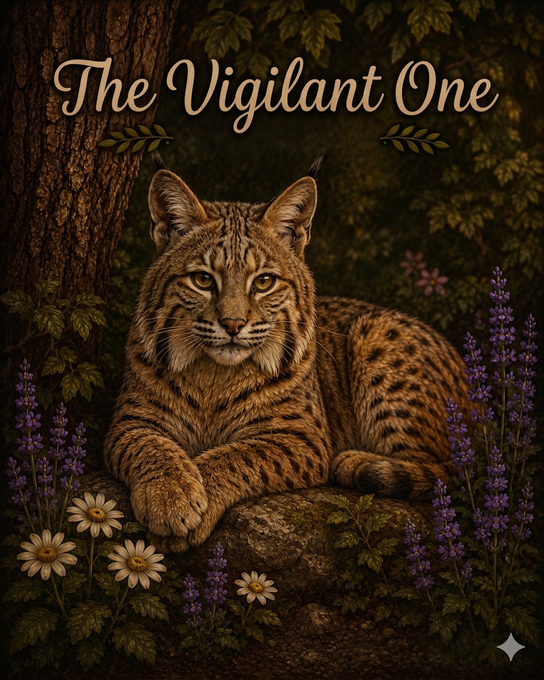 The Vigilant One" Bobcat Premium Canvas panel Art