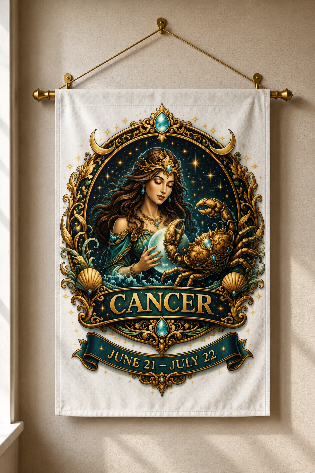 Cancer Celestial Guardian Banner (Jun 21 – Jul 22) 12x18 inches