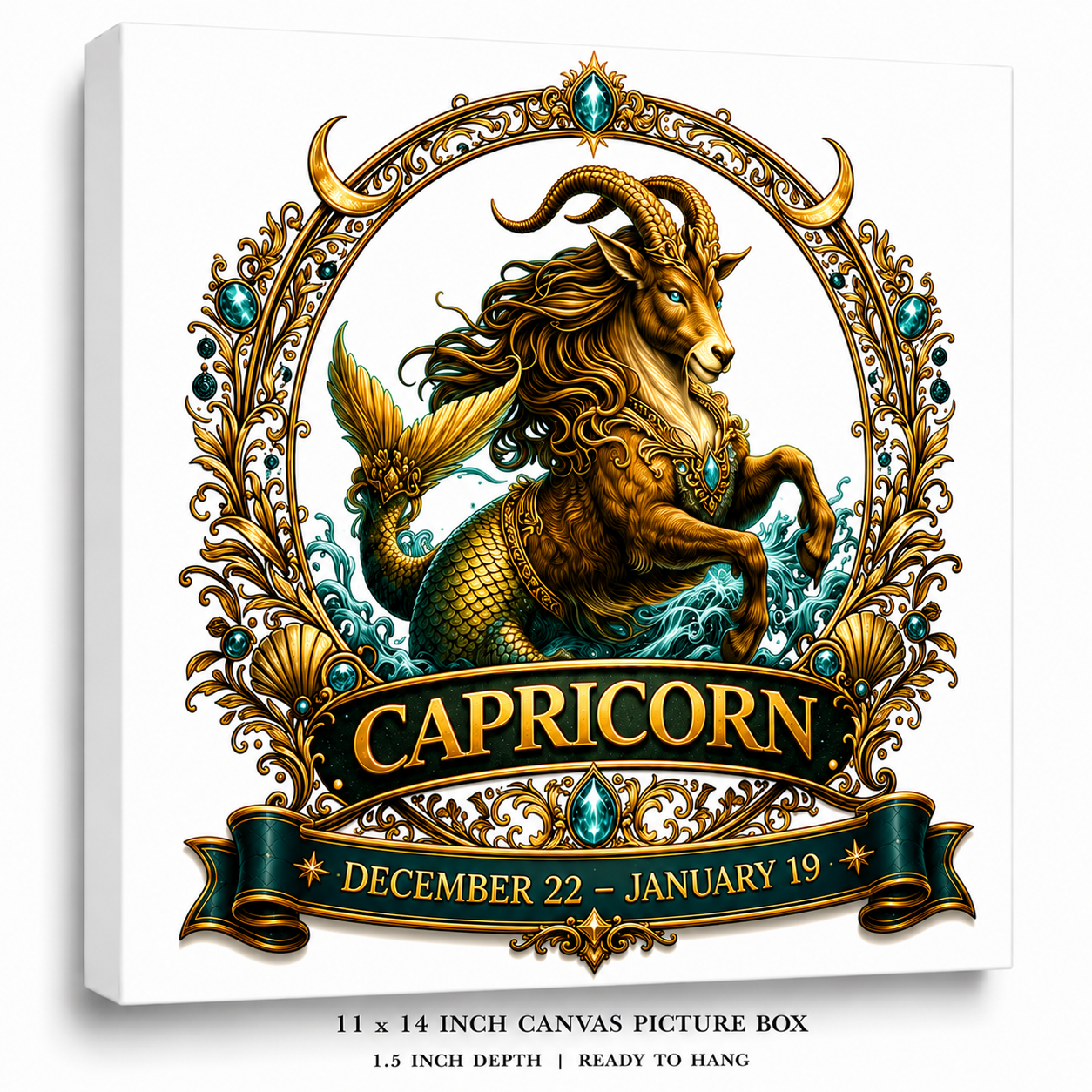 Celestial Capricorn Zodiac Canvas Wall Art – Elegant Astrology Decor