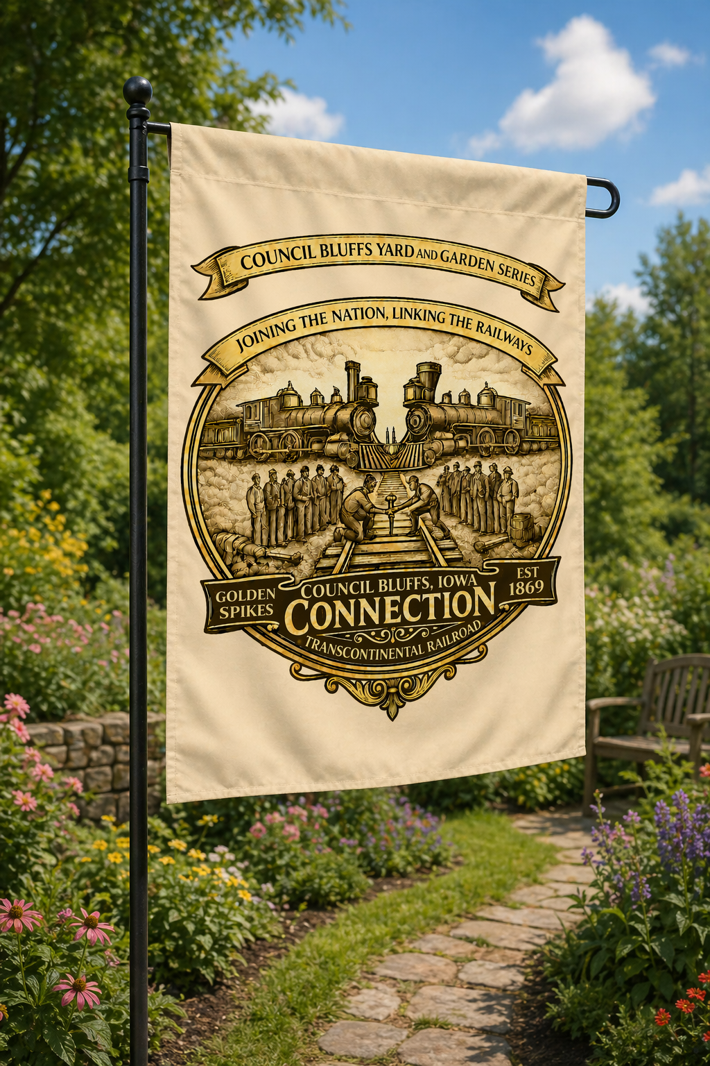 Golden Spike Connection Yard and Garden Flag
