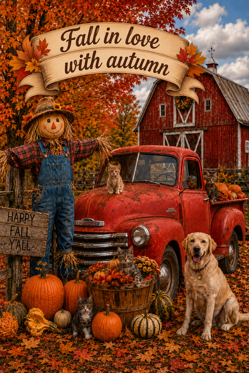 "Fall in Love with Autumn" Harvest Farmhouse Garden Flag
