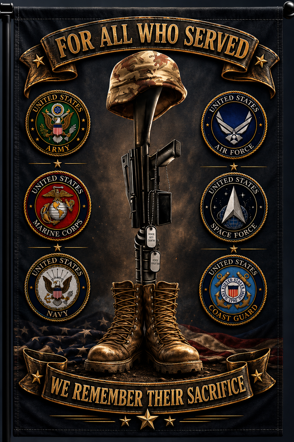 "For All Who Served" Veterans Day Commemorative Flag – Unified Service Tribute