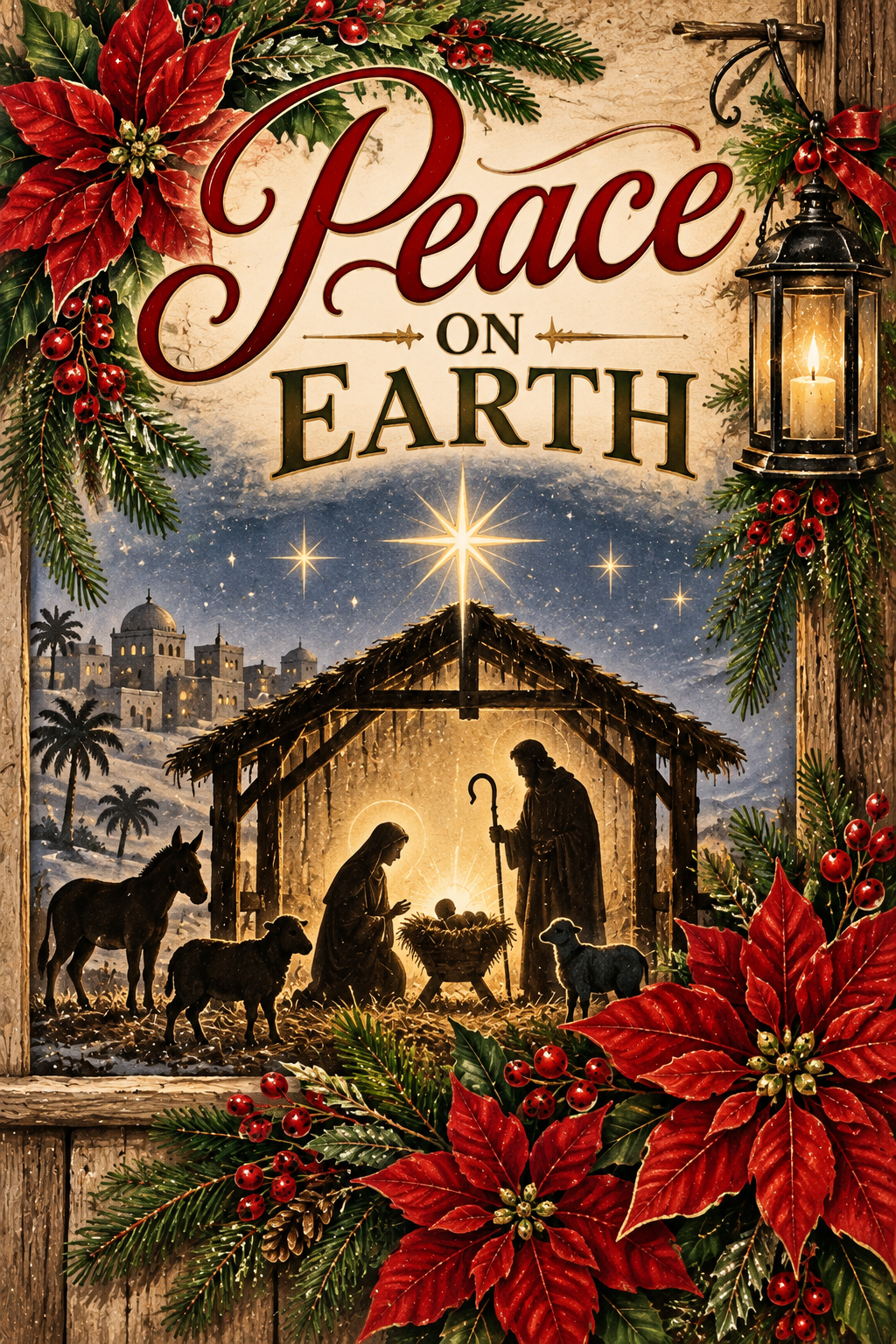 Peace on Earth Nativity Scene Christmas Garden Flag (12" x 18")