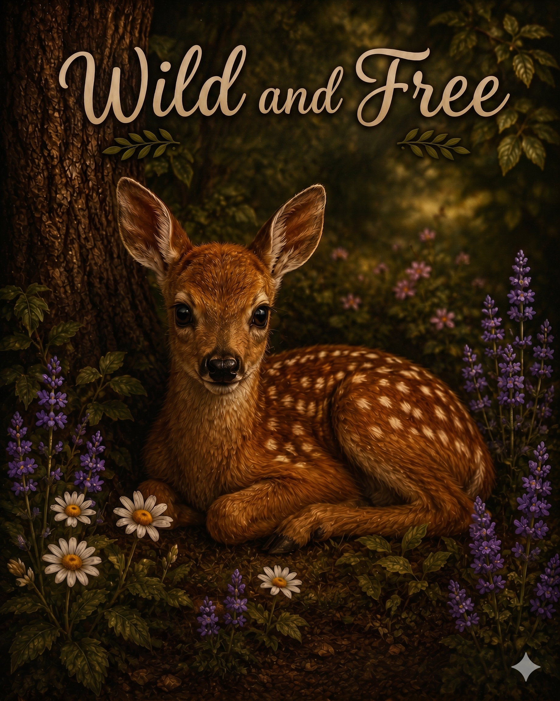 "Wild and Free" Woodland Fawn Canvas panel Art