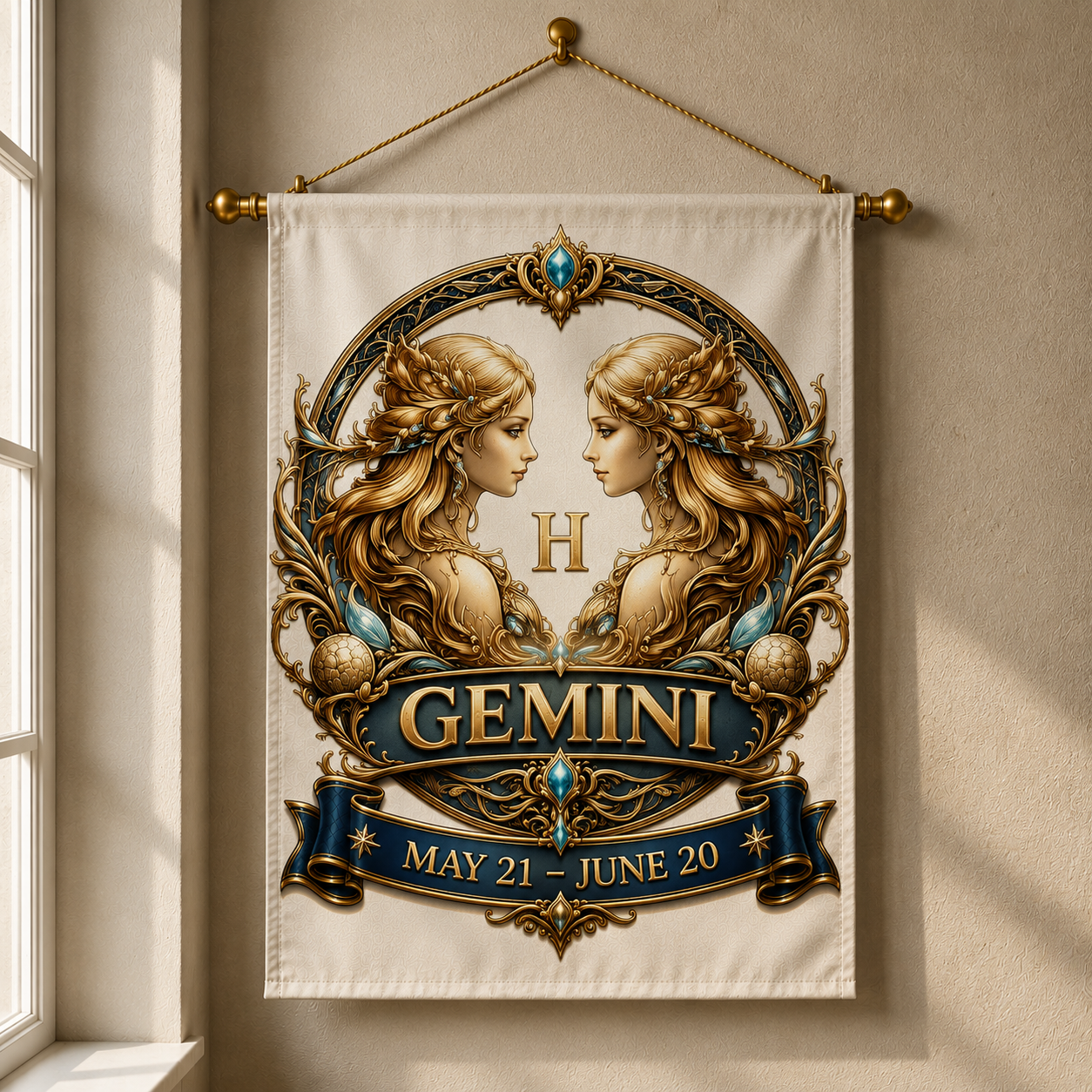 Gemini Celestial Twin Banner (May 21 – Jun 20) 12x18 inches
