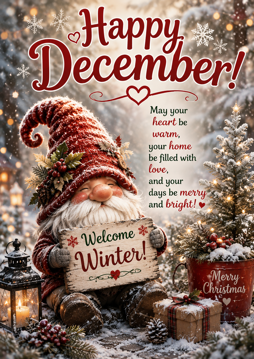 "Happy December" Winter Gnome Holiday Garden Flag