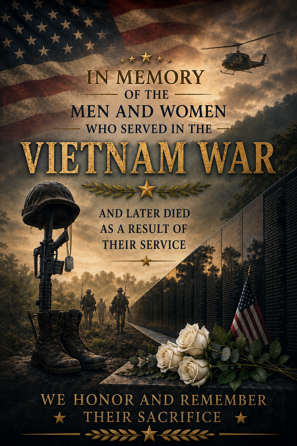 In Memory of Vietnam War Service Members Commemorative Flag