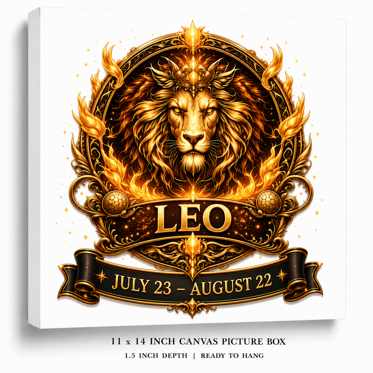 Celestial Leo Zodiac Canvas Wall Art – Elegant Astrology Decor