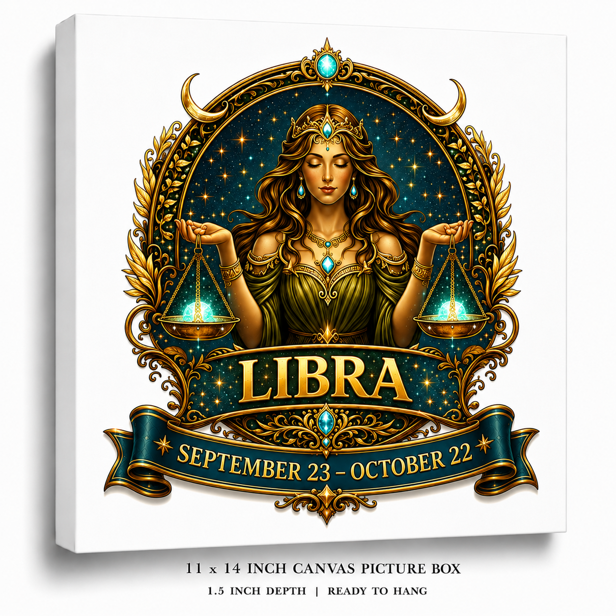 Celestial Libra Zodiac Canvas Wall Art – Elegant Astrology Decor