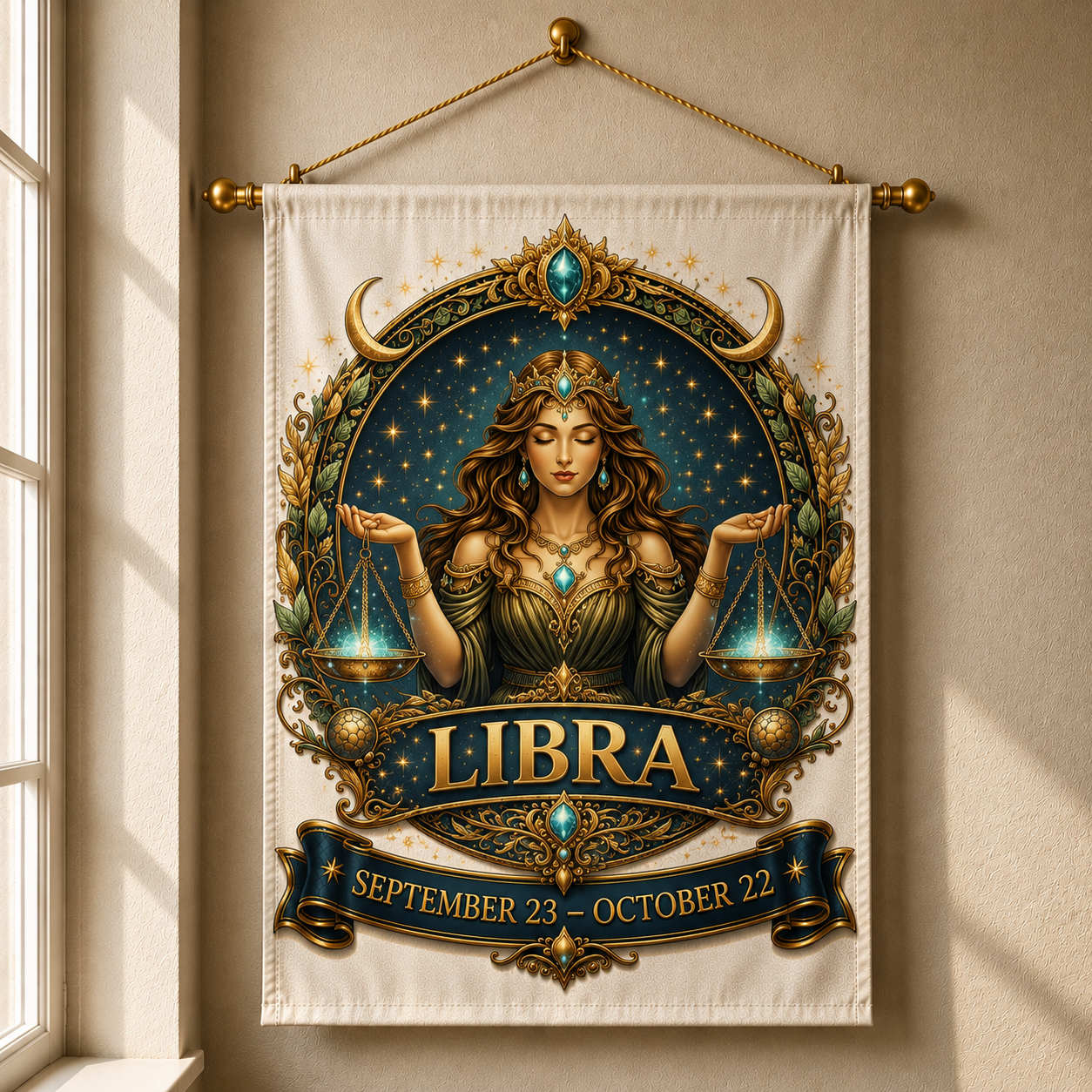 Libra Celestial Guardian Banner (Sep 23 – Oct 22) 12x18 inches