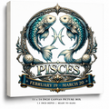 Celestial Pisces Zodiac Canvas Wall Art – Elegant Astrology Decor