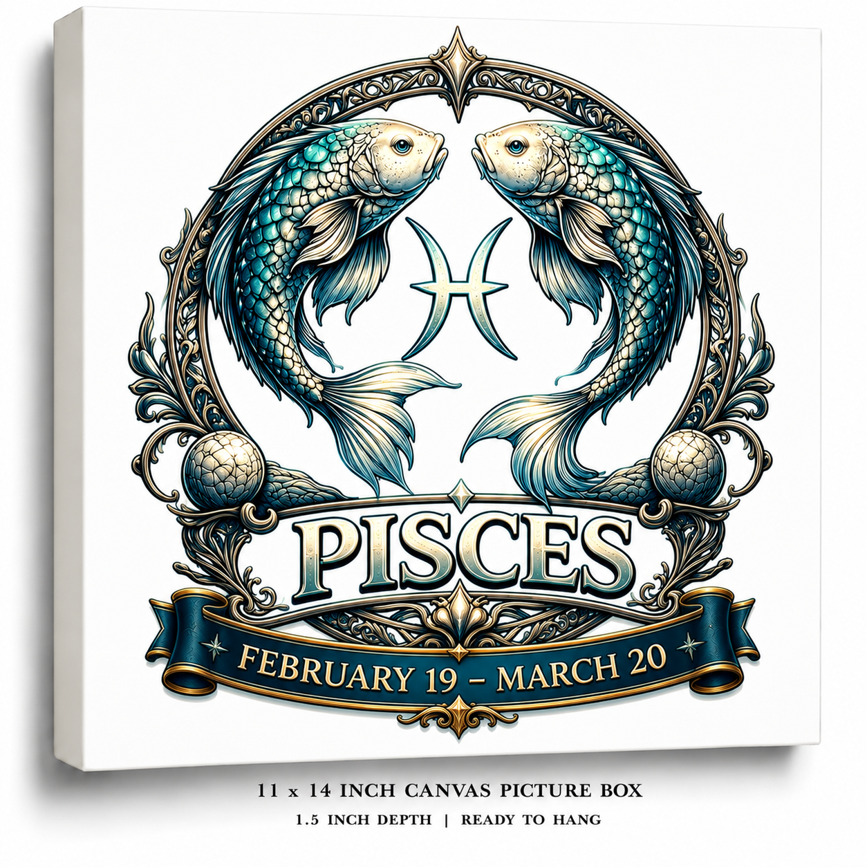 Celestial Pisces Zodiac Canvas Wall Art – Elegant Astrology Decor