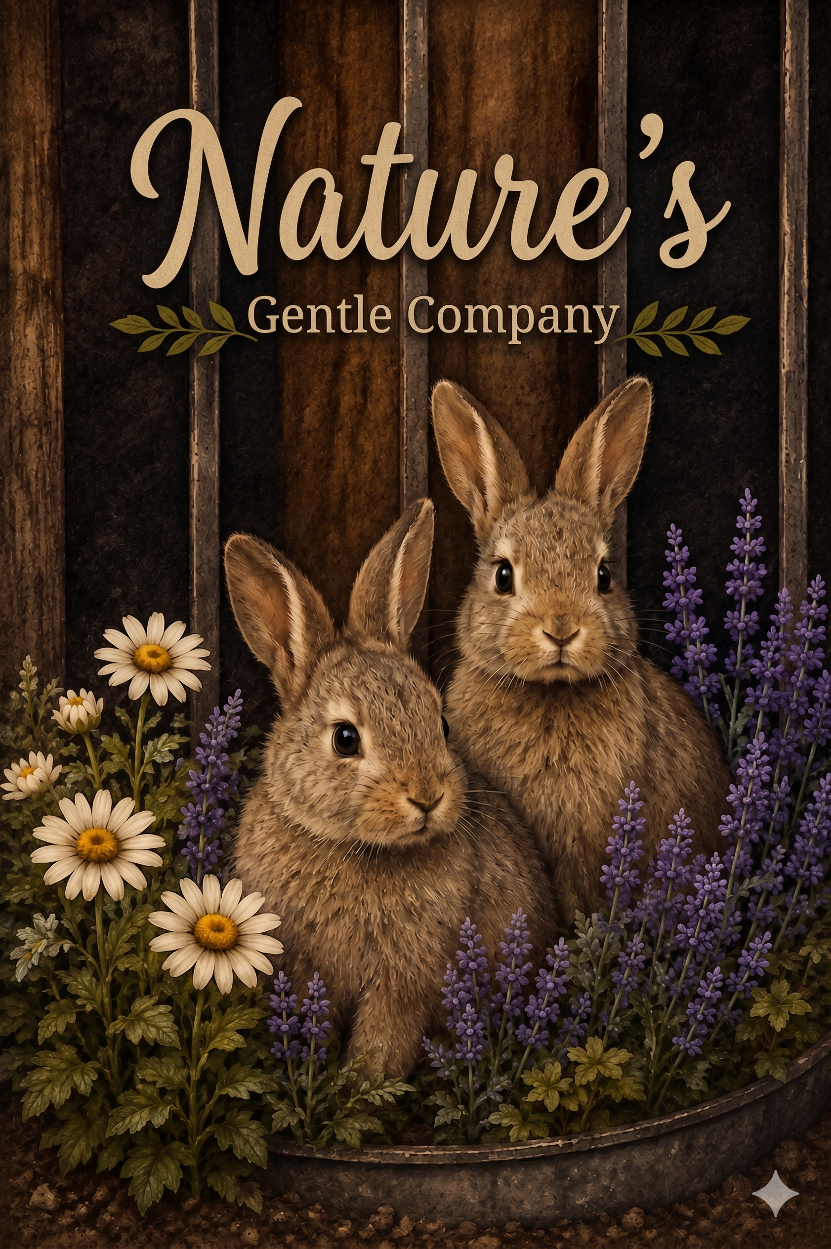 Nature's Gentle Company – Rustic Rabbits Canvas panel Art