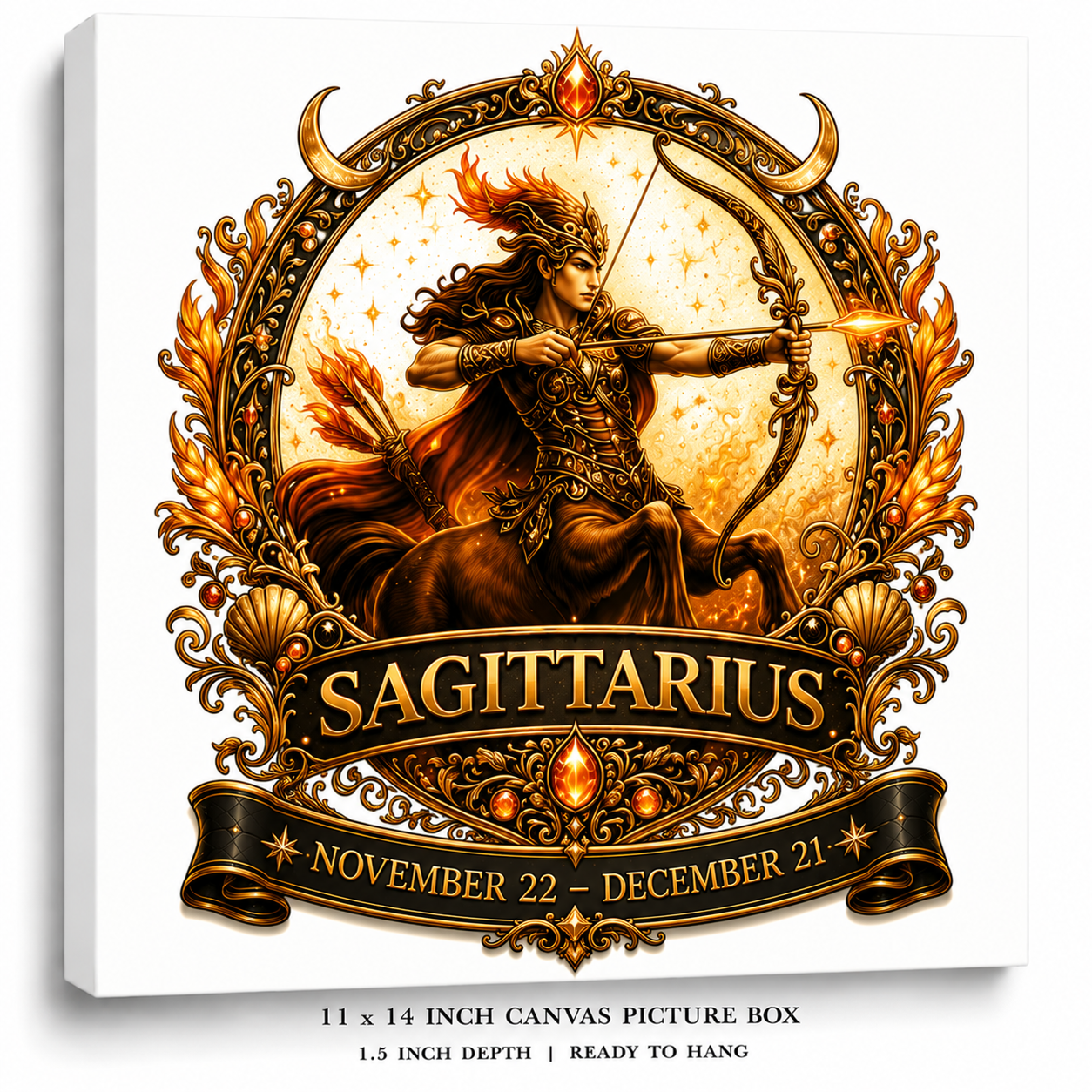 Celestial Sagittarius Zodiac Canvas Wall Art – Elegant Astrology Decor