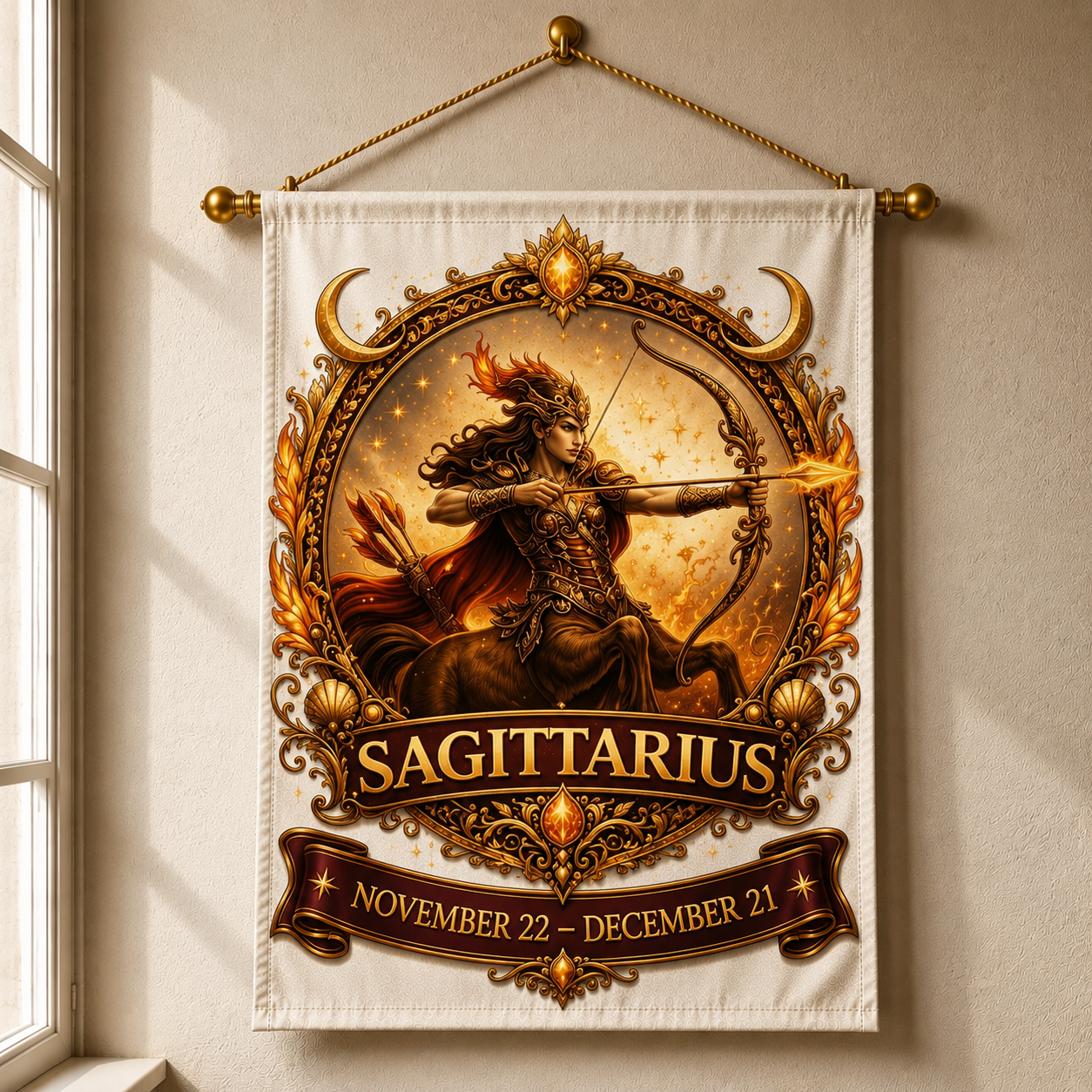 Sagittarius Celestial Guardian Banner (Nov 22 – Dec 21) 12x18 inches