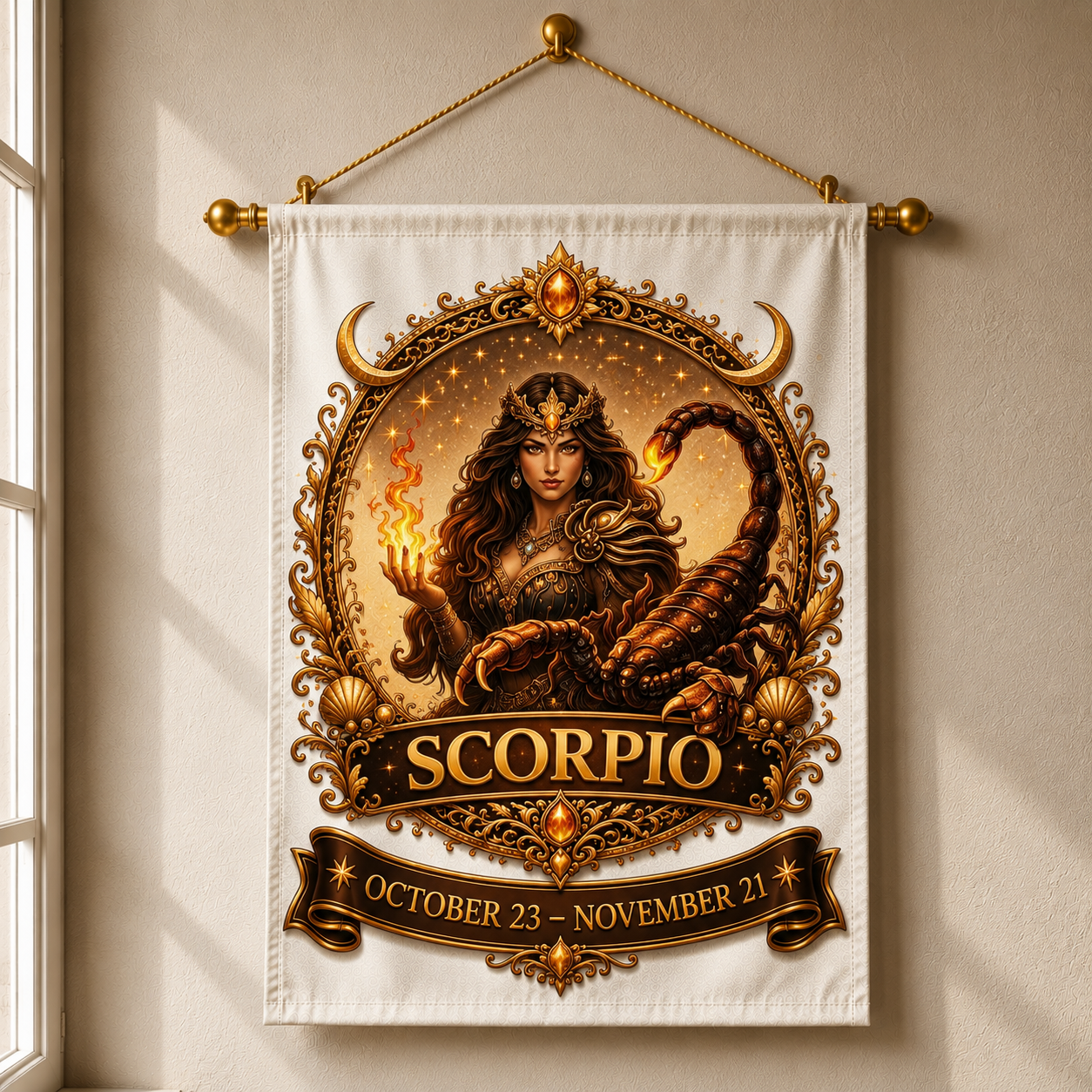 Scorpio Celestial Guardian Banner (Oct 23 – Nov 21) 12x18 inches