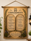 Vintage Style The 10 Commandments Hanging Wall Art Banner