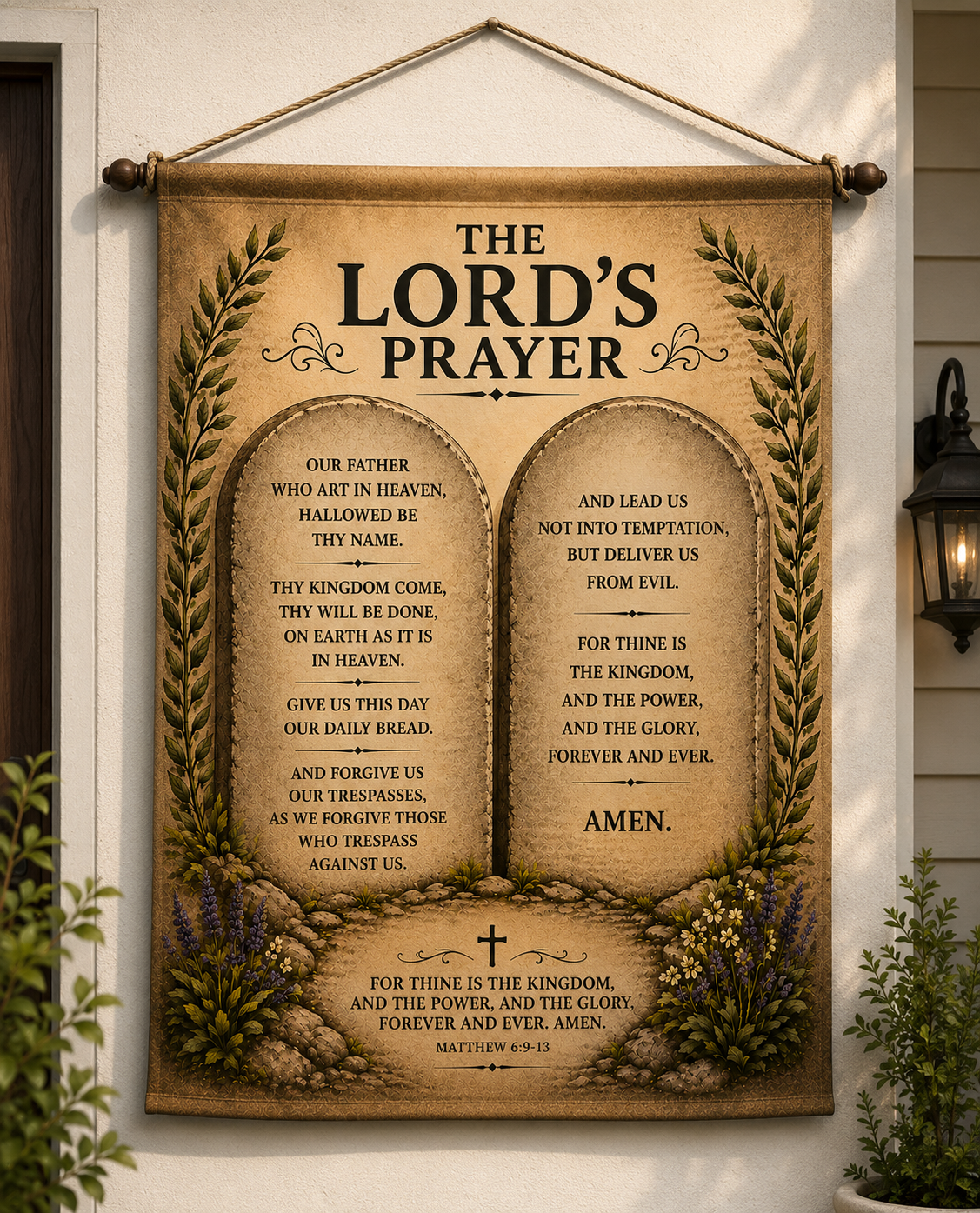 Vintage Style The Lord's Prayer Hanging Wall Art Banner