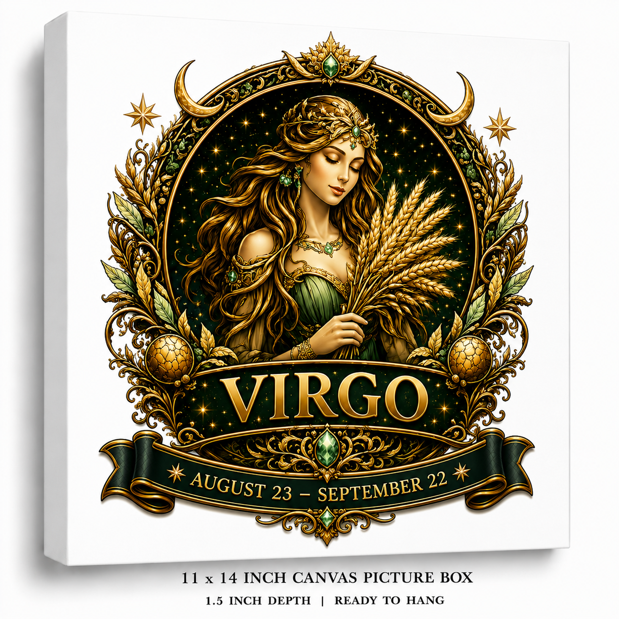 Celestial Virgo Zodiac Canvas Wall Art – Elegant Astrology Decor