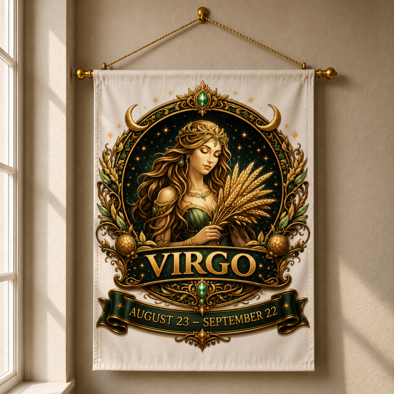 Virgo Celestial Guardian Banner (Aug 23 – Sep 22) 12x18 inches