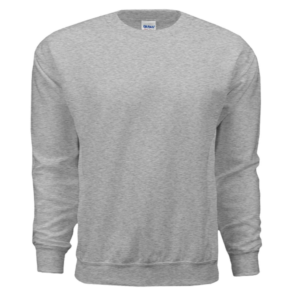 White Stag Graphic long sleeve grey fleece crewneck shirt, 50/50 cotton-poly blend, tagless, pill-resistant fabric