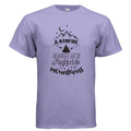 Gildan G500 Adult T-Shirt in lilac with bonfire and mountain nightclub graphic design